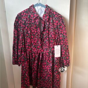 English Factory Floral Long Sleeve Dress - Red and Black
